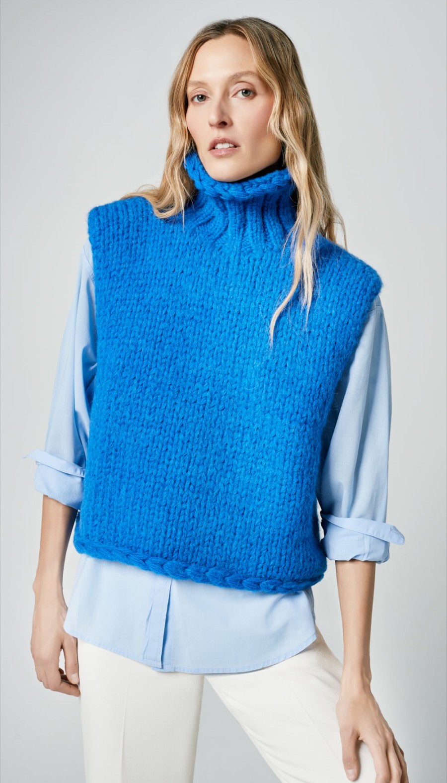 ShopSmythe Handknit Sleeveless Turtleneck | Sweaters