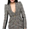 ShopSmythe Tux Stripe Pouf Sleeve One Button Blazer | Blazers