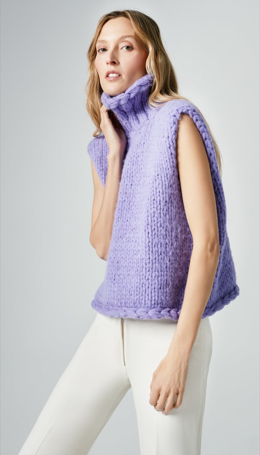 ShopSmythe Handknit Sleeveless Turtleneck | Sweaters