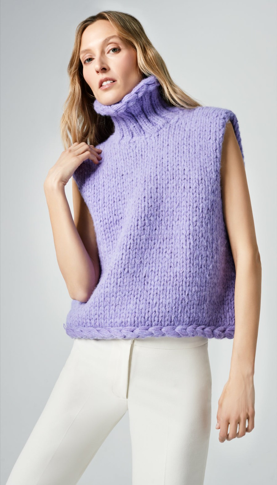 ShopSmythe Handknit Sleeveless Turtleneck | Sweaters