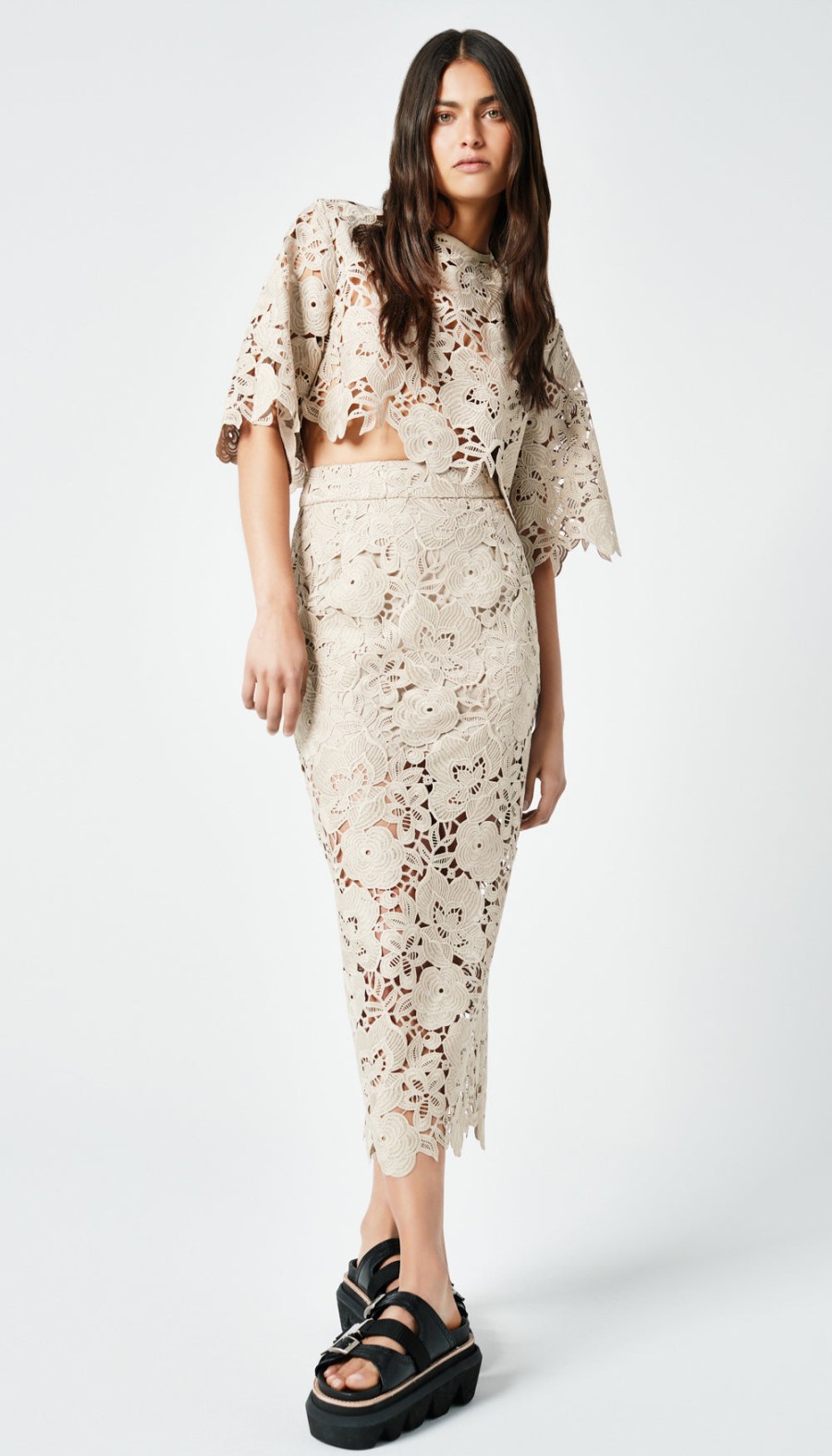 ShopSmythe Lace Pencil Skirt | Bottoms