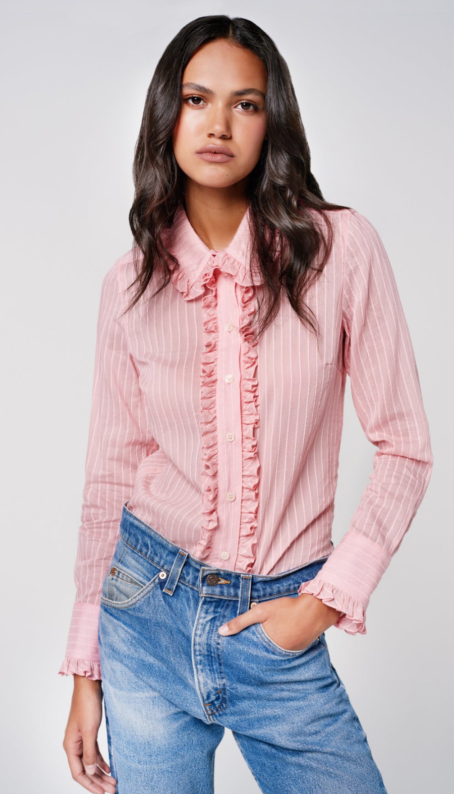 ShopSmythe Ruffle Trim Shirt | Tops