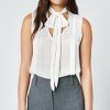 ShopSmythe Sleeveless Tie Neck Shell | Tops