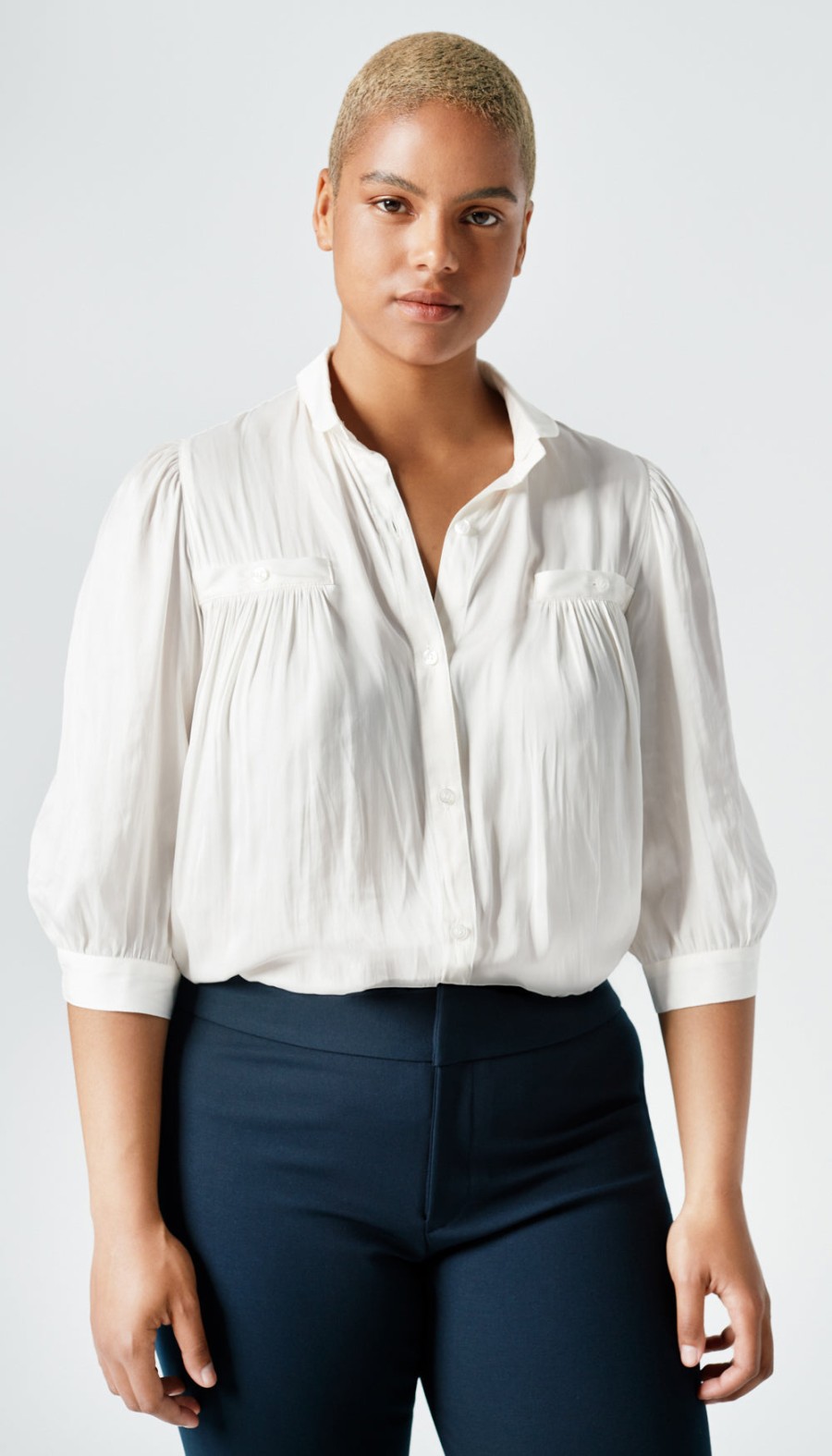 ShopSmythe Shirred Pocket Blouse | Tops