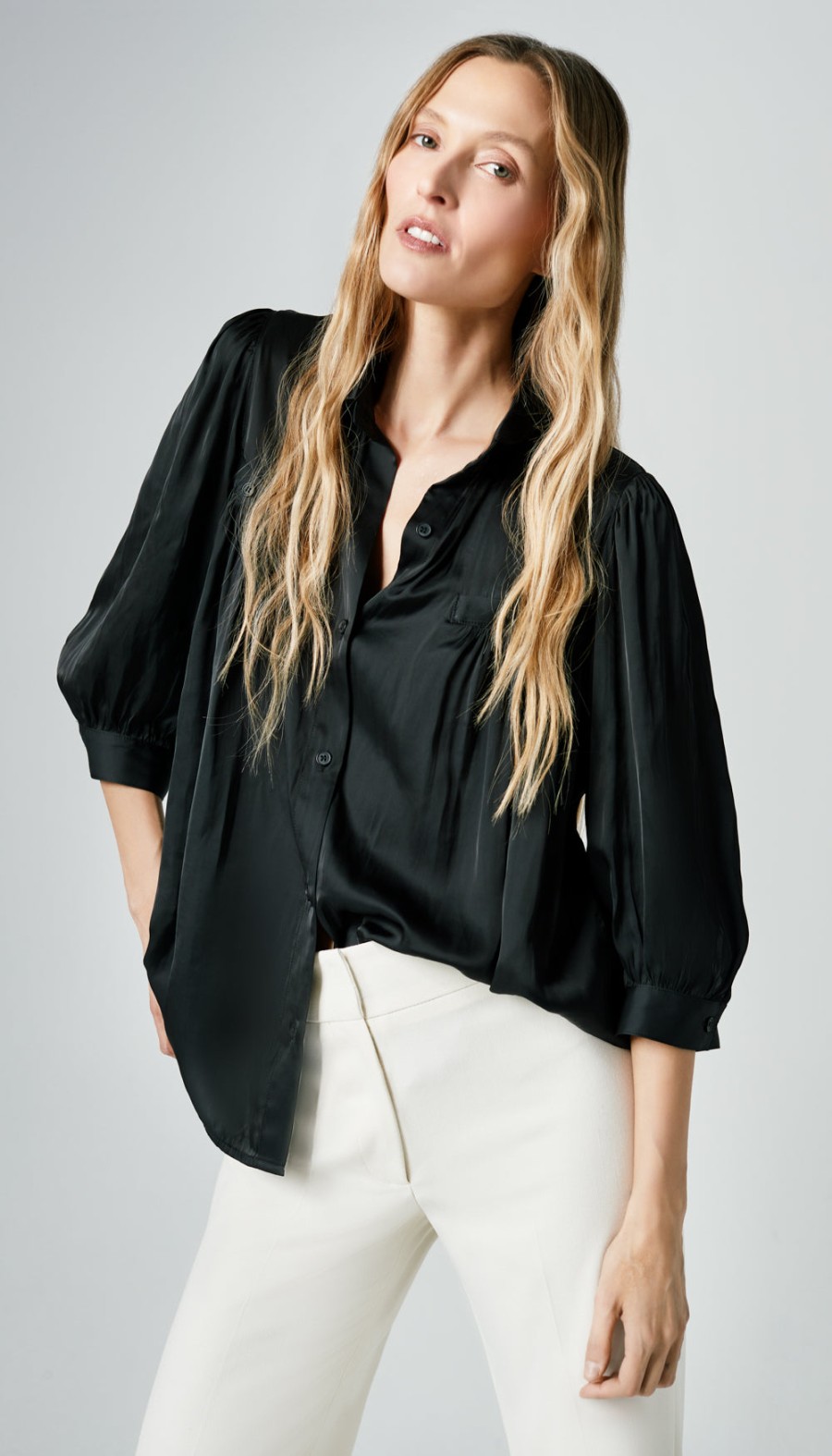 ShopSmythe Shirred Pocket Blouse | Tops