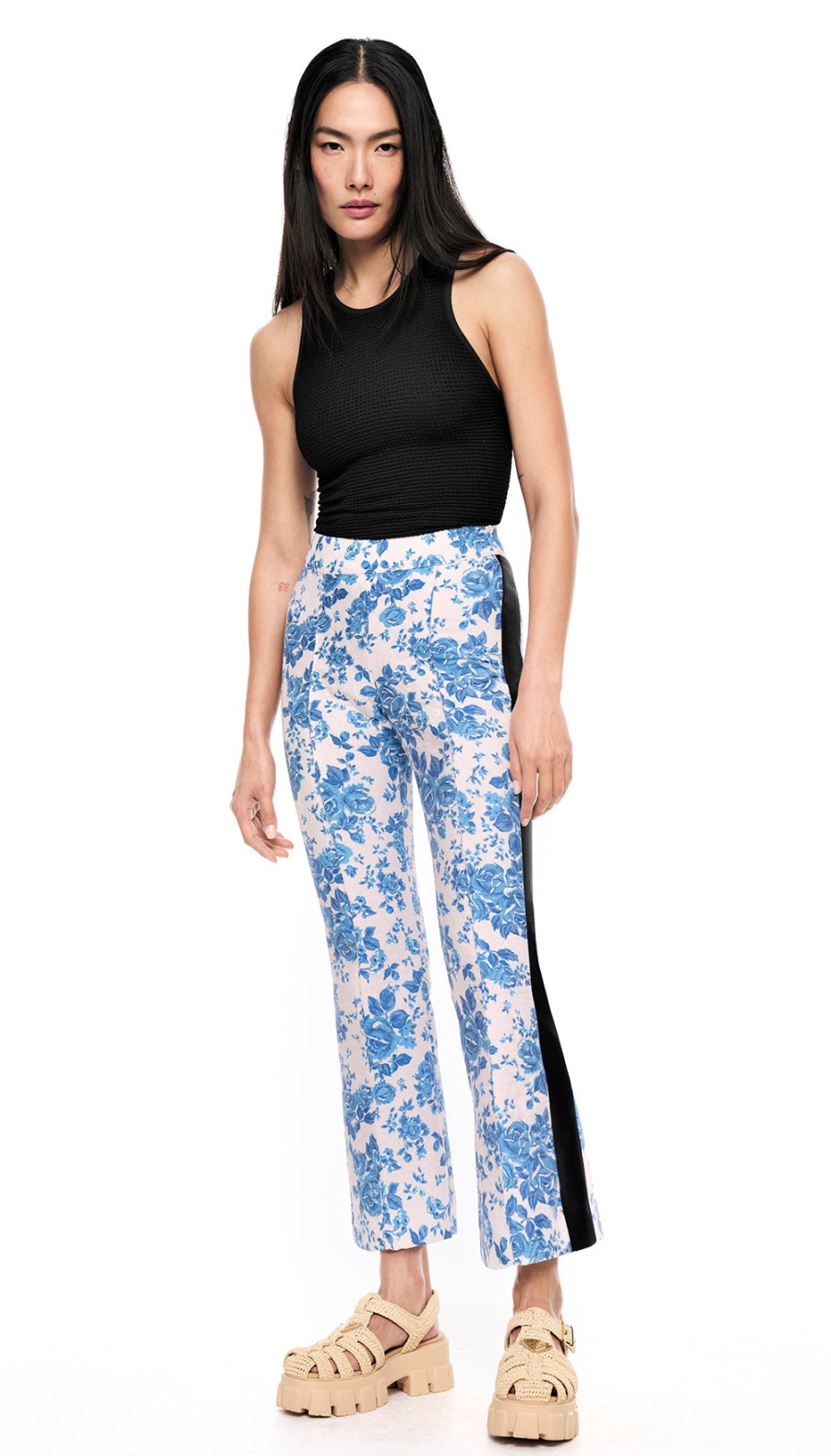 ShopSmythe Tux Stripe Cropped Pintuck Pant | Bottoms