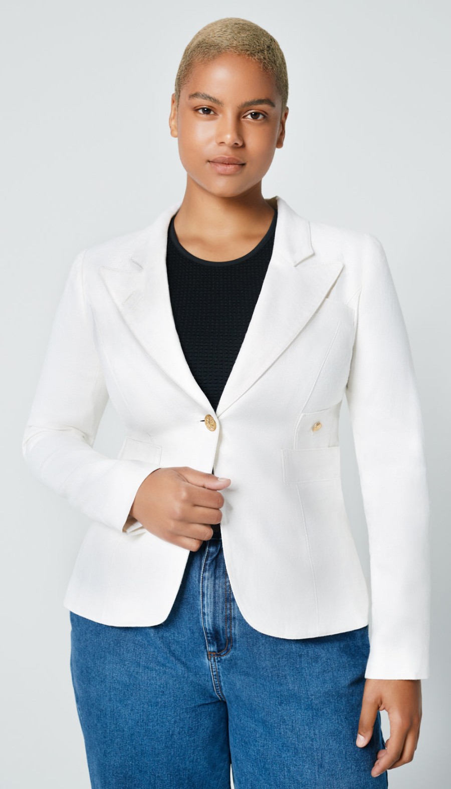 ShopSmythe Linen Duchess Blazer White | Duchess & Wrap Blazers